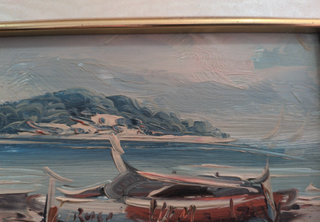 Óleo marina M. Pascual sobre tablex con marco