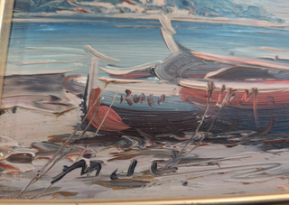 Óleo marina M. Pascual sobre tablex con marco