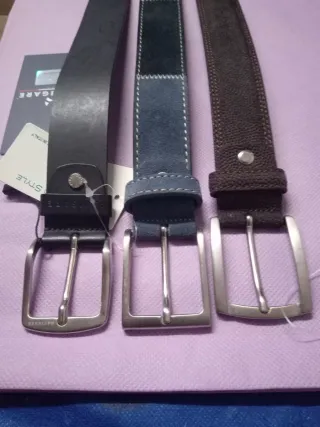 Set 3 Cinture Uomo Pelle .
