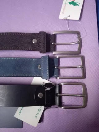 Set 3 Cinture Uomo Pelle .