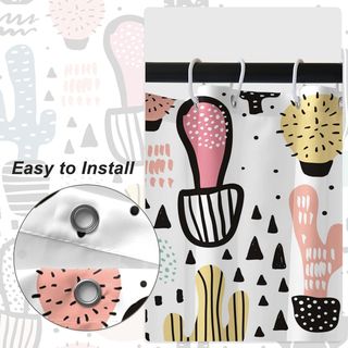 Planta de Cactus Cortina de Ducha Línea Abstracta