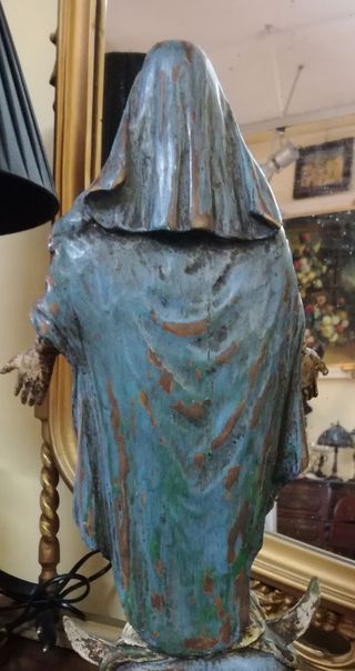 Antigua Madonna madera policromada