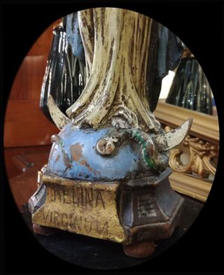 Antigua Madonna madera policromada