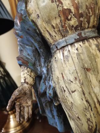 Antigua Madonna madera policromada