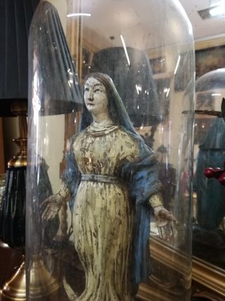 Antigua Madonna madera policromada