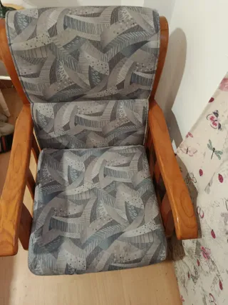 Sillón vintage tela y madera