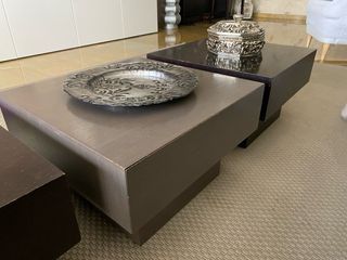 3 Mesitas Auxiliares de Madera Oscura