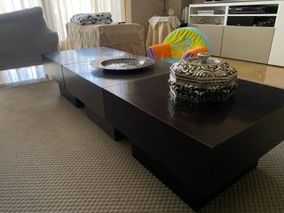 3 Mesitas Auxiliares de Madera Oscura