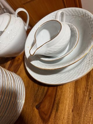 Vajilla Bávara Porcelana 12 Servicios . Filo oro