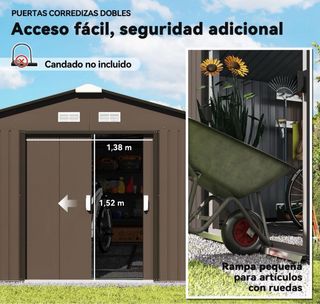 Cobertizo de jardín metálico marrón