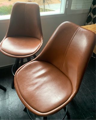 4 Butacas Altas Cuero Base Hierro