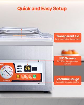 VEVOR Sellador al Vacío, 180W de Potencia de Motor