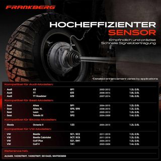 Sensor ABS eje trasero izquierdo para A3 Q3 TT Alt