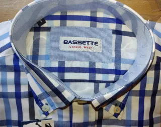 Camisa cuadros BASSETTE azul y blanco Talla M