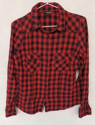 Camicia donna Tally Weijl tg XS, rossa nera tartan