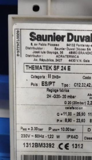 DESPIECE CALDERA SAUNIER THEMATEK SF 24 E