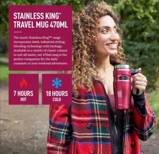 Taza términa marca Thermos color frambuesa 47cl.