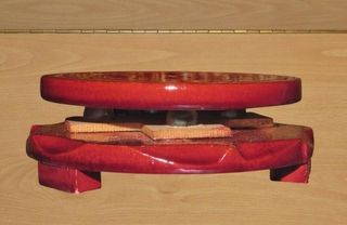 Jarrón oriental vintage chino rojo laca cinabrio