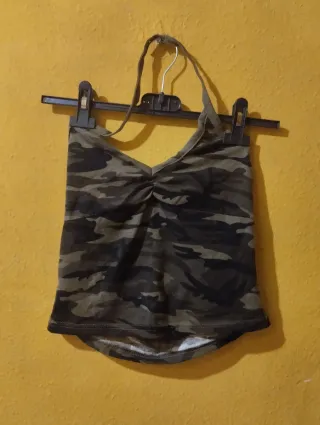 Top Camuflaje Tiras Cuello Halter
