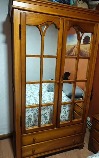 Armario antiguo madera y cristal