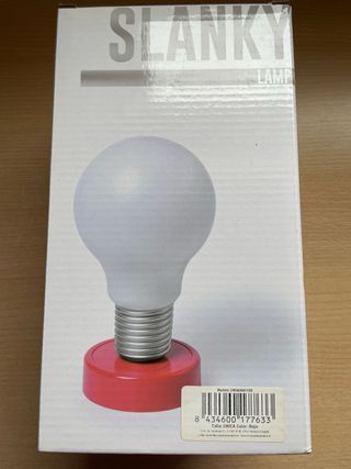 Lámpara de mesa bombilla roja y blanca