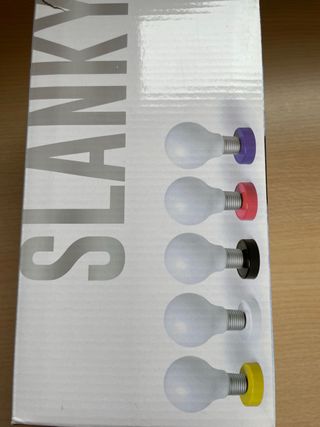 Lámpara de mesa bombilla roja y blanca