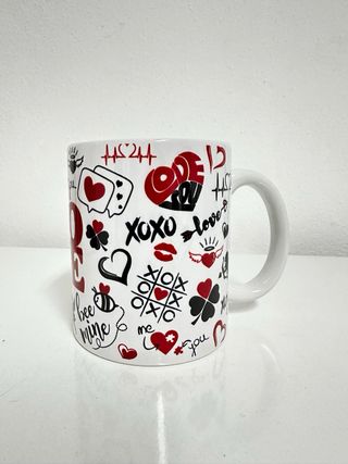 Caneca com porta-chaves Amor