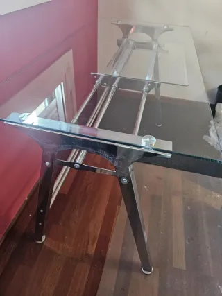 Mesa escritorio cristal y metal