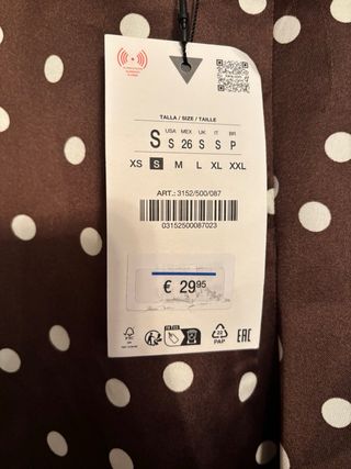 Pantalón ancho lunares satén Zara