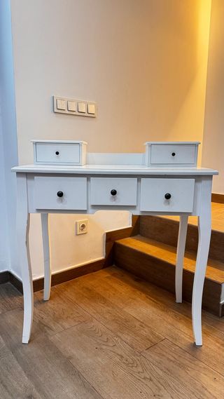 Tocador blanco madera 5 cajones