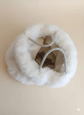 Borsa bianca in pelliccia sintetica