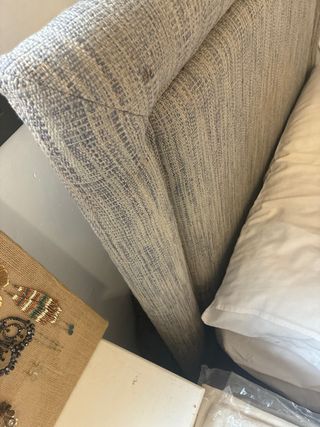 Cabecero + lámpara de cama individual azul y beige