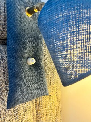 Cabecero + lámpara de cama individual azul y beige