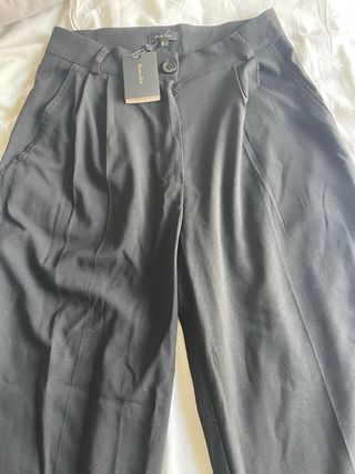Pantalón Massimo Dutti Pierna Ancha Negro