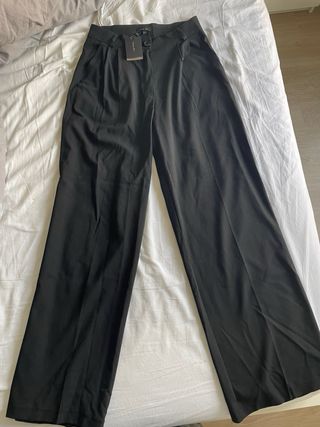Pantalón Massimo Dutti Pierna Ancha Negro