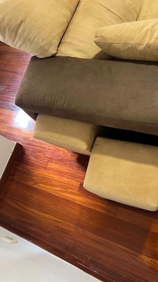 Sofá Chaiselongue Beige y Marrón