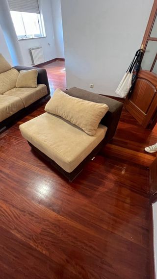 Sofá Chaiselongue Beige y Marrón