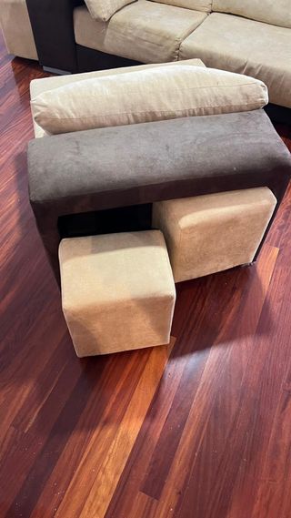 Sofá Chaiselongue Beige y Marrón