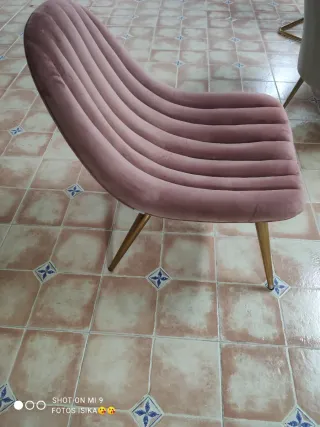 Descalzadora terciopelo rosa patas doradas