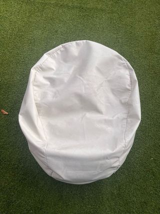 Puff Pelota Happers Piel Sintética Blanco