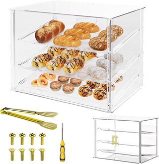 Vitrina de panadería de 3 bandejas con puertas tra