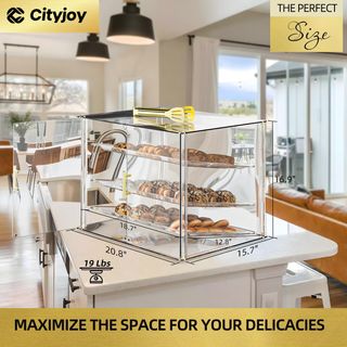 Vitrina de panadería de 3 bandejas con puertas tra