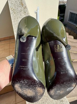 Miu Miu Zapatos Salón Charol Verdes Tacon