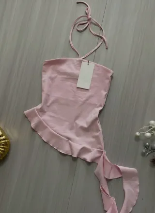 Top Zara rosa volante