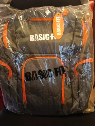 Mochila BASIC-FIT gimnasio gris y naranja