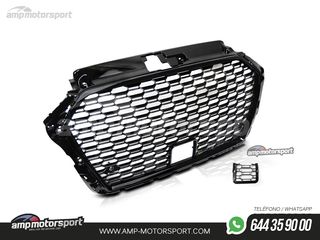 PARRILLA DELANTERA LOOK RS3 PARA AUDI A3 8V NEGRO BRILLO 2017--