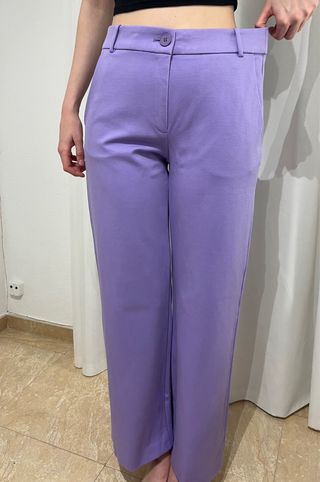 Pantalón lila vestir mujer talla 40