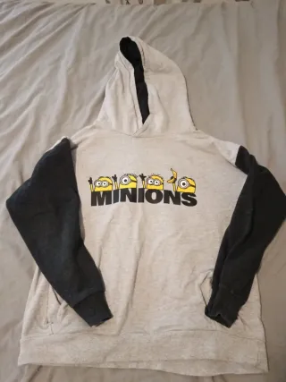 Sudadera niño Minions gris y negro