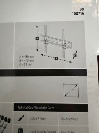 Soporte Pared TV Hama 32-65 Negro
