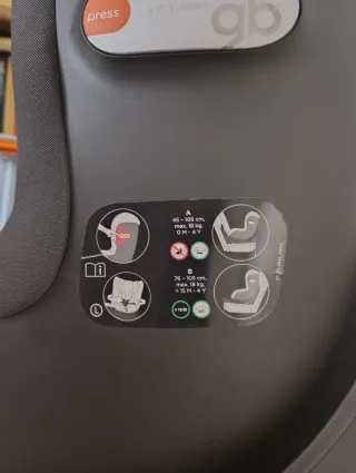 Silla de coche marca GB hasta 18kg Isofix